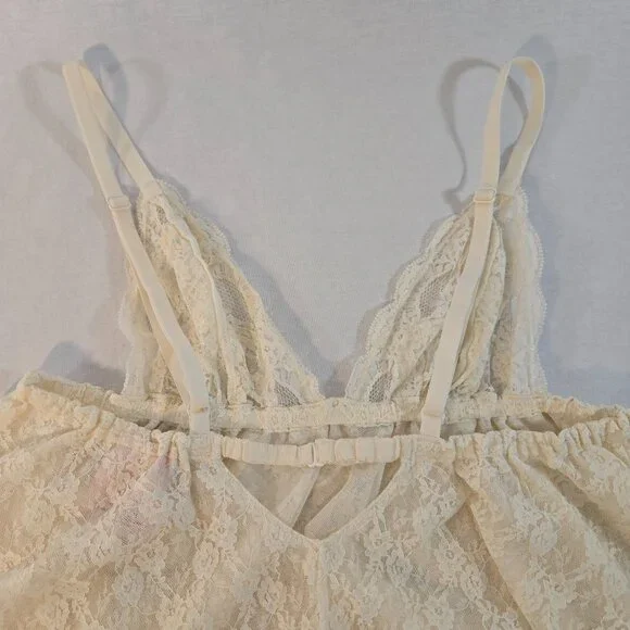 VICTORIA'S SECRET Y2K Fairy Lacy Sheer Ivory Babydoll Top Size M Never Worn! - Picture 14 of 16